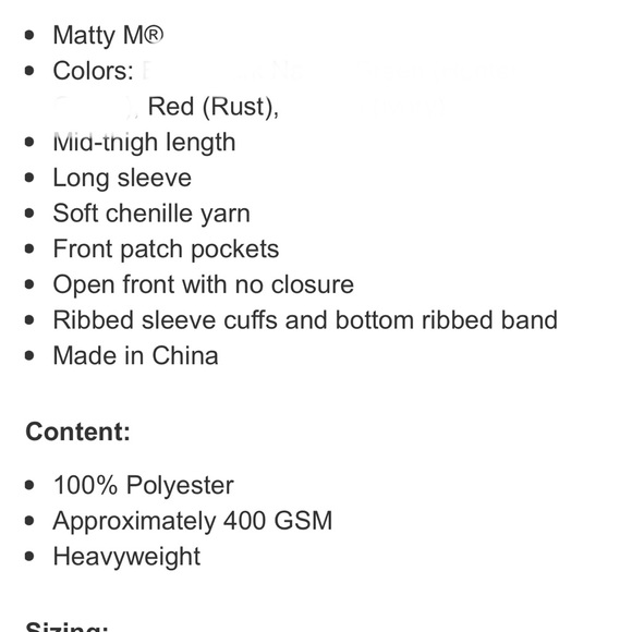 ⭐️ Firm Price ⭐️ New with tags Matty M Medium chenille cardigan - Picture 3 of 3